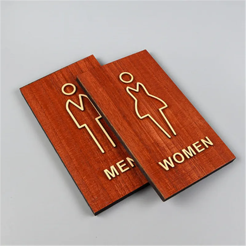Custom Wood Toilet Sign Acrylic Number Wc Door Washroom Signage Men&ampwomen Warm Tips Address Plaque Plate Wall Stickers | Дом и сад