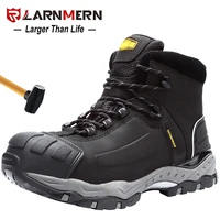 larnmern mens work safety shoes breathable construction protective footwear steel toe anti smashing non slip sand proof shoes