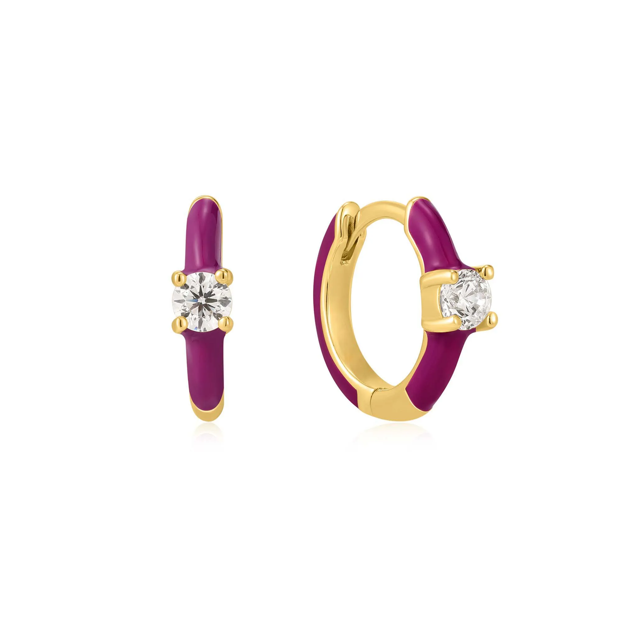 

Berry Enamel Gold Huggie Hoop Earrings With Cubic Zirconia Stone For Women Friends Luxury Quality Jewelry 2021 New Trend Gift