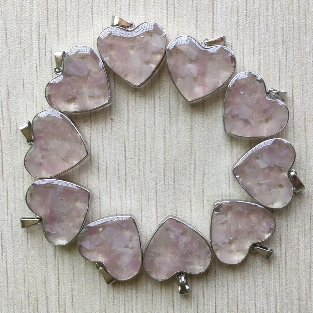 

wholesale 10pcs/lot 2020 New good quality natural stone pink heart shape pendants 20mm for jewelry making free shipping