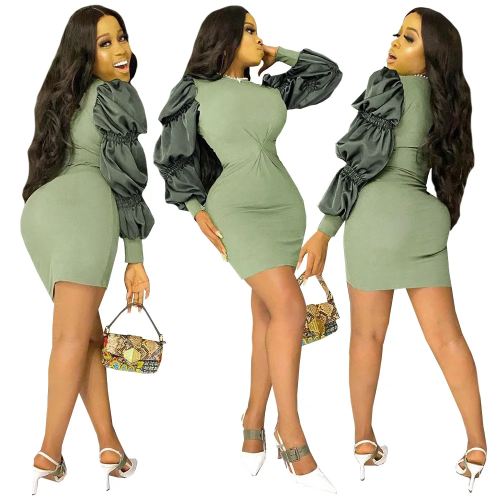

2021 Summer New Women's Fashion Sexy Puff Sleeve One-Piece Dress