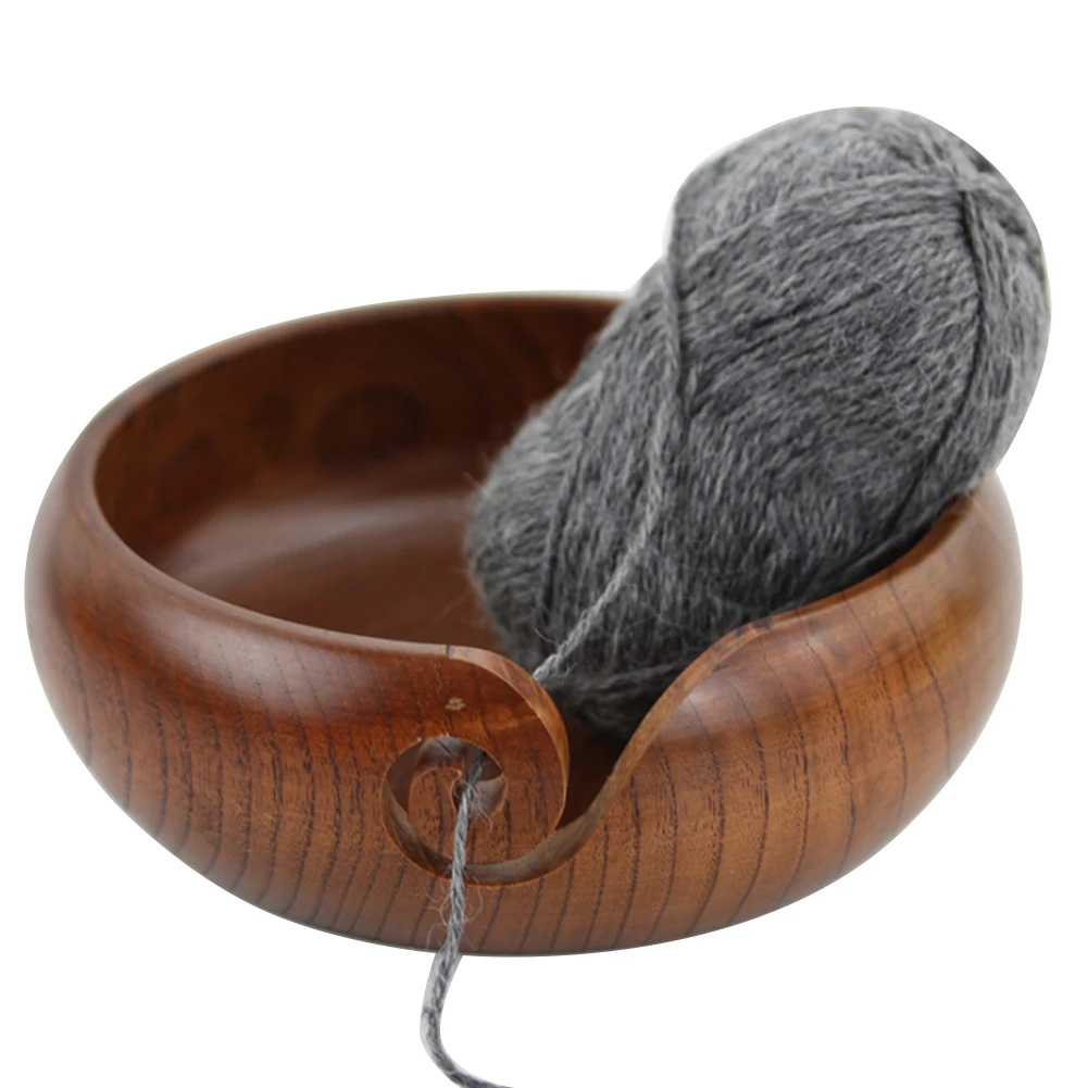 Деревянная миска из пряжи ручной работы премиум круглая для хранения шерсти