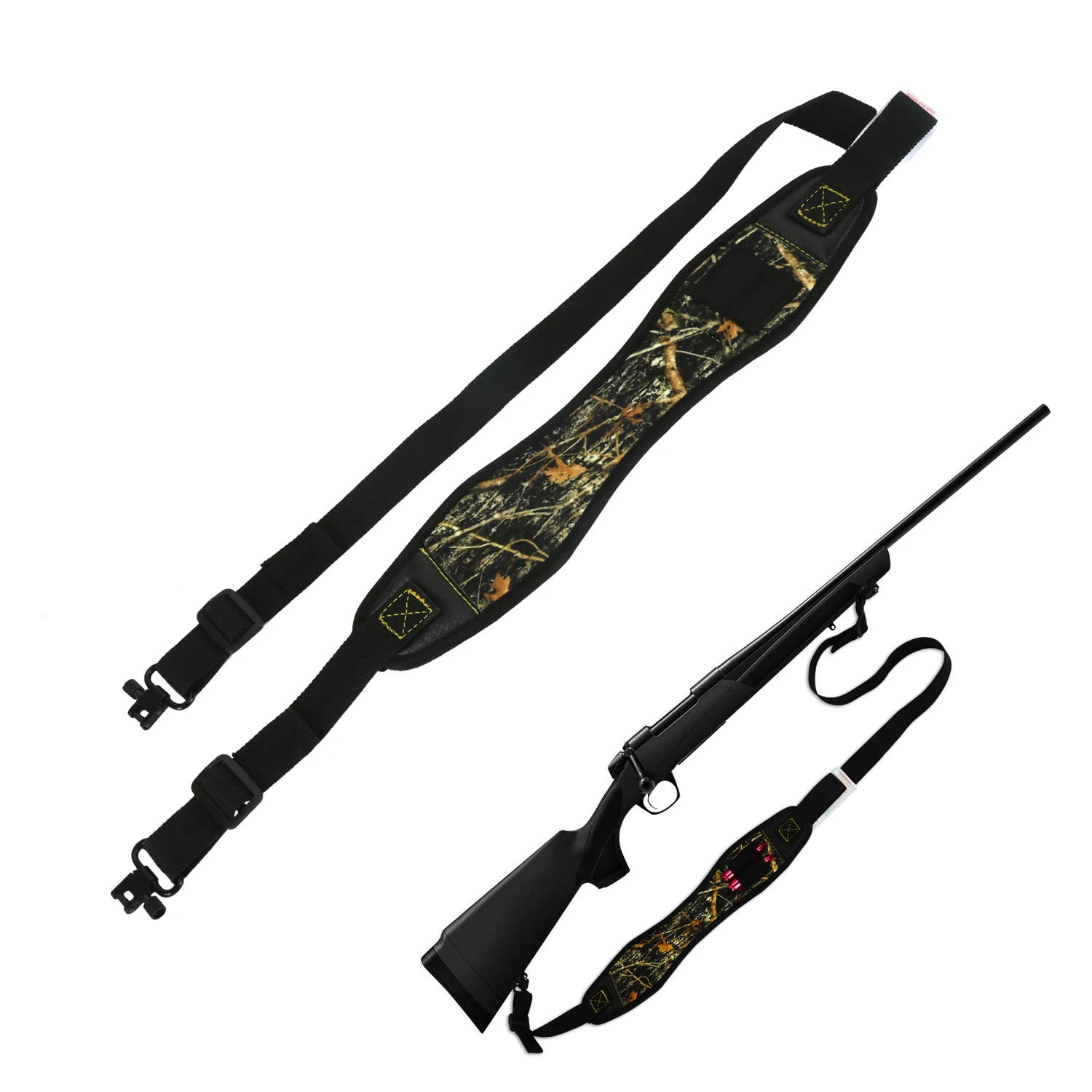 

Tourbon Hunting Camo Rifle Shotgun Sling Gun Belt Strap Non-slip Neoprene Shooting Gun Accessories Adjustable Length Up to 112CM