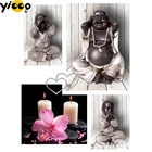 Полноразмернаякруглая Алмазная вышивка Будда и свеча 5D алмазная фотография домашний Декор подарок AX3134