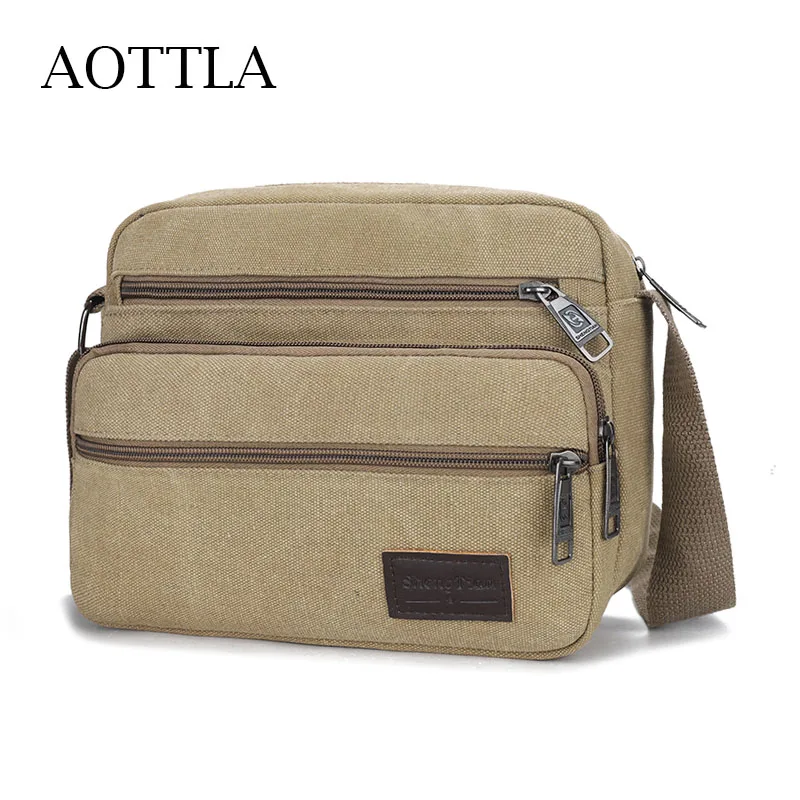 

AOTTLA Canvas Shoulder Bags For Men Casual Crossbody Bags High Quality Men's Briefcase Teenager Travel Messenger Bag Sports Bag