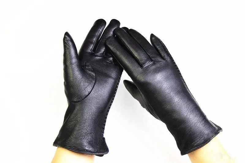 Guantes Eldiven, женские кожаные перчатки, перчатка из оленьей кожи, боковое тиснение, стильная бархатная подкладка, теплая, осенняя и зимняя