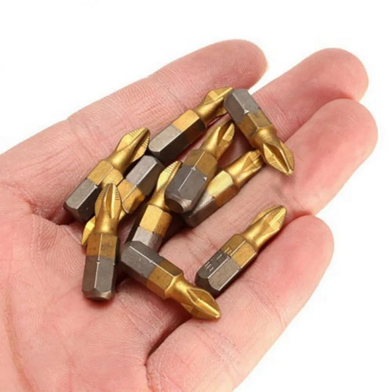 

1Set Mini Titanium Coated Cross Twist 1/4 Philllips Screwdriver Bits 25mm Hex Shank Torque PH2 Magnetic Screwdriver Bits