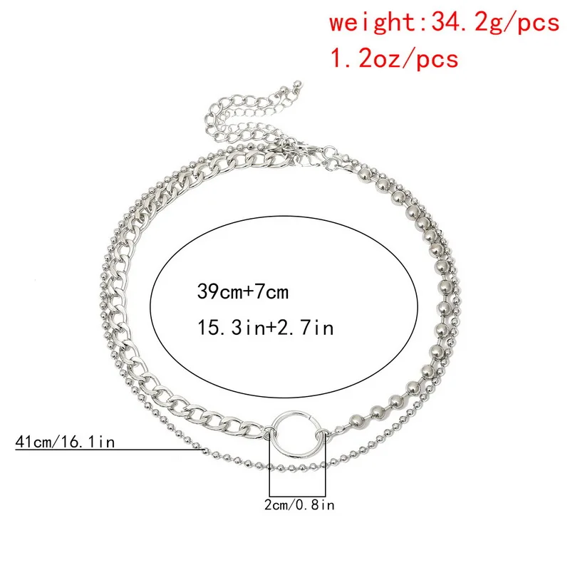 

Simple Vintage Double Layer Beads Ball Thick Chain Necklace for Women Geometric Round Circle Pendant Necklace Jewelry XR2895