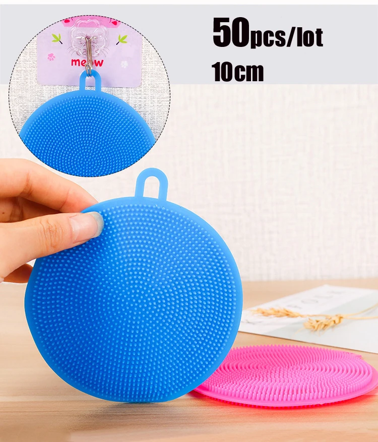 

50 шт./лот Волшебные кухонные принадлежности, силиконовая щетка для мытья посуды и сковородок, щетки для посуды, кухонный инструмент, очистит...