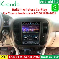 krando android 9 0 12 1 for toyota land cruiser lc100 1999 2002 verticial screen car multimedia system navigation carplay