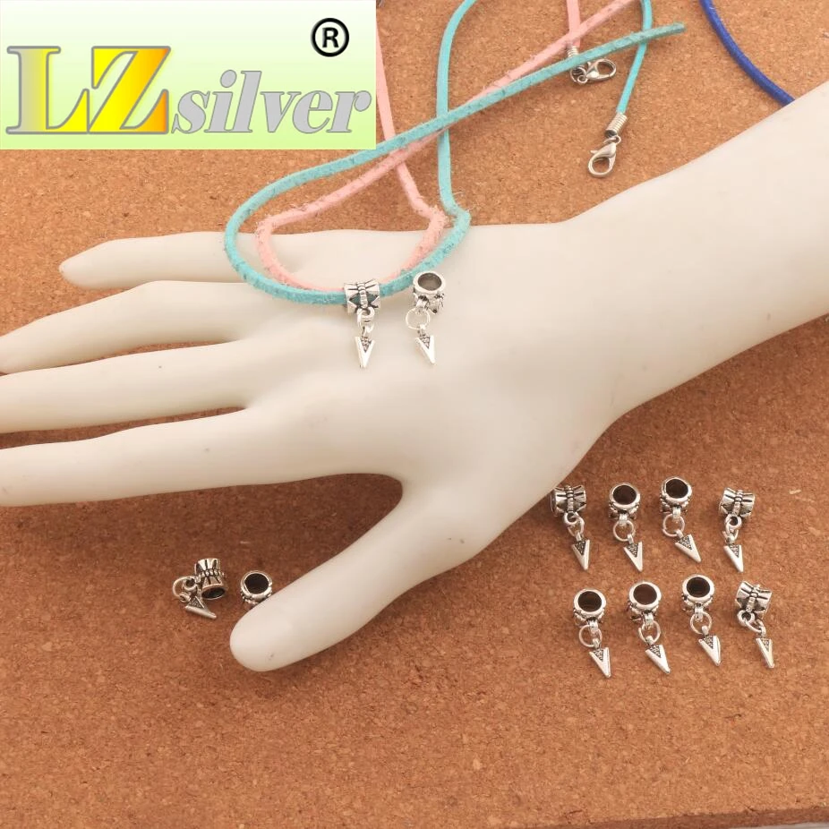 

Triangular Arrow Big Hole Beads 21.3x4.8mm 50PCS Zinc Alloy Dangle Fit European Charm Bracelets Jewelry DIY B462