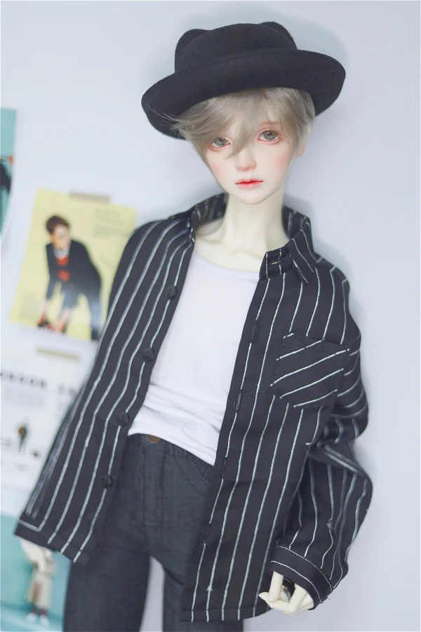 

G10-217 1/4 1/3 Uncle SSDF POPO68 SD 10 BJD MSD doll baby clothes Black striped satin bat shirt 1 pcs