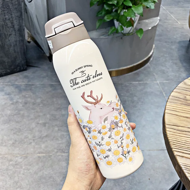 Термос с соломинкой из нержавеющей стали Спортивная изоляционная чашка 450 мл