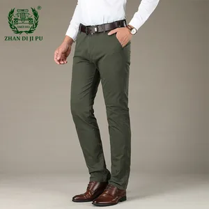 Мужские хлопковые брюки классические повседневное бизнес стрейч брюки мужские прямые брюки Мужской Цвет: черный, синийхакизеленого цвета, размера плюс, 46