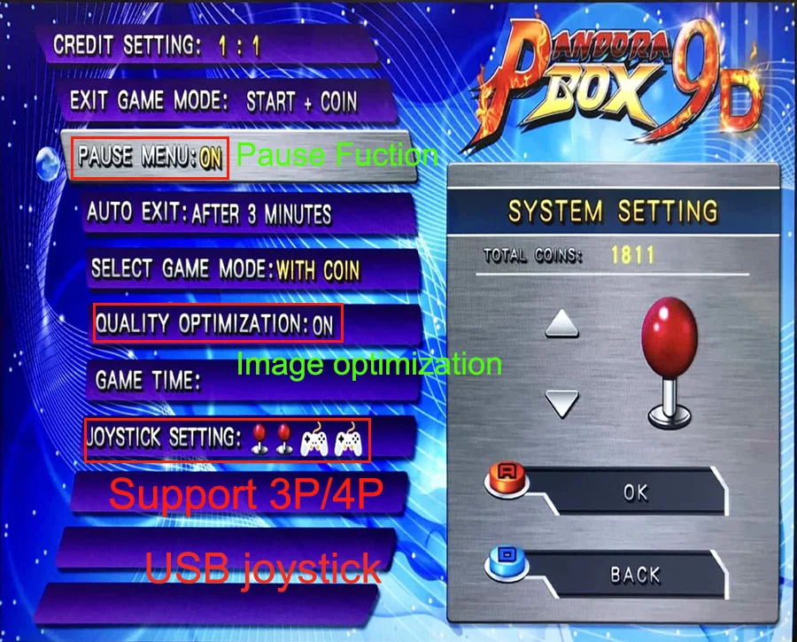 Pandora Box 9D аркадная версия игровая доска встроенная в 2500 игр (10 X 3D) для аркадной