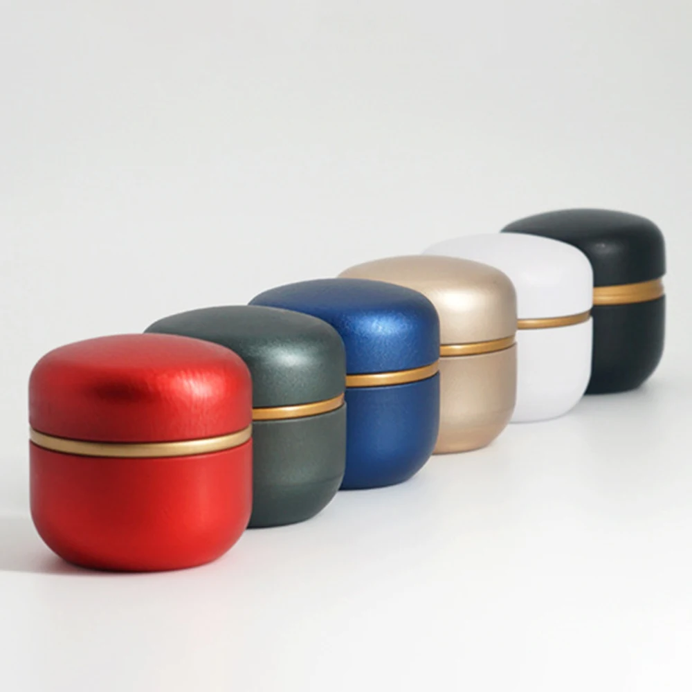 

Mini Tea Box Tinplate Storage Boxes Solid Color Small Travel Sealed Portable Tea Coffee Container Tea Leaves Can Tea Organizer