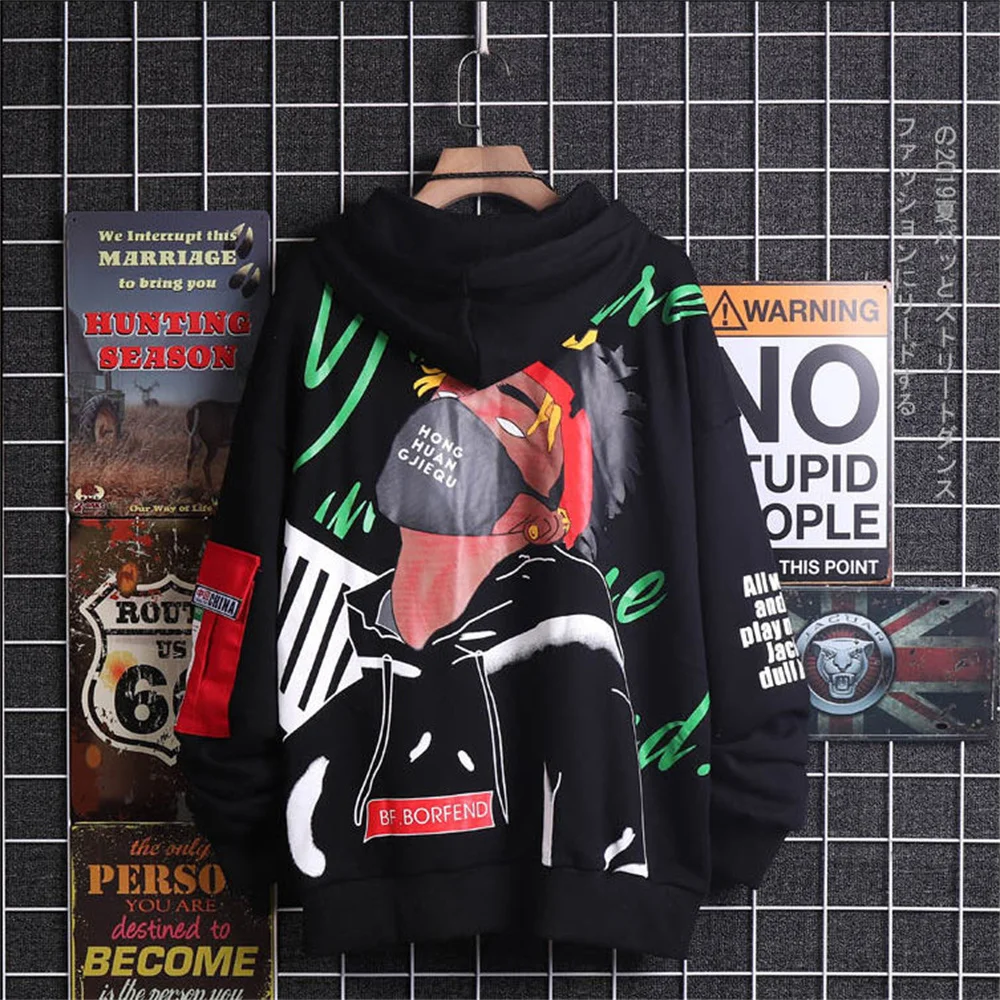 

Cool Fashion Men Hoodies Hip Hop Harajuku Japan Hoodies Amine Printed Punk Male Hoodie High Street Cool Autumn Hoodies Male