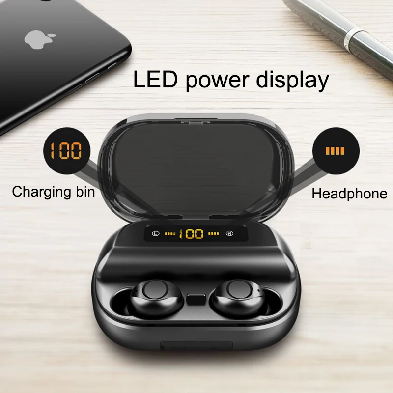 Светодиодный дисплей беспроводные наушники TWS Bluetooth 5 0 микрофон Спортивная