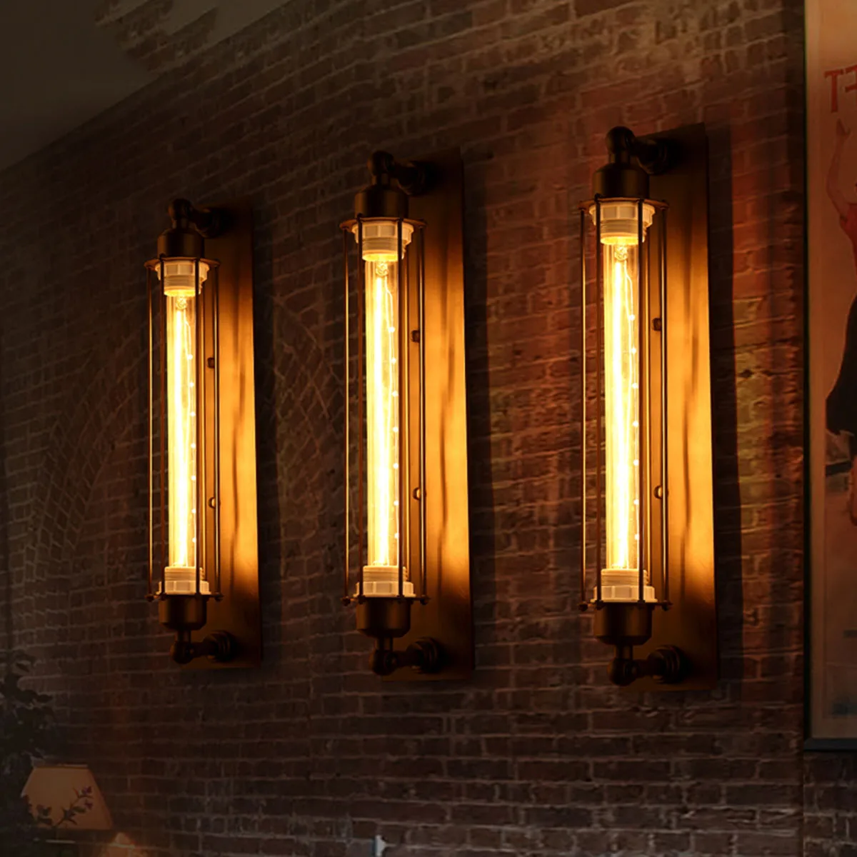 

Vintage Retro Industrial E27 110-220V Lamp W-Filament Indoor LED Edison Wall Light Modern Corridor