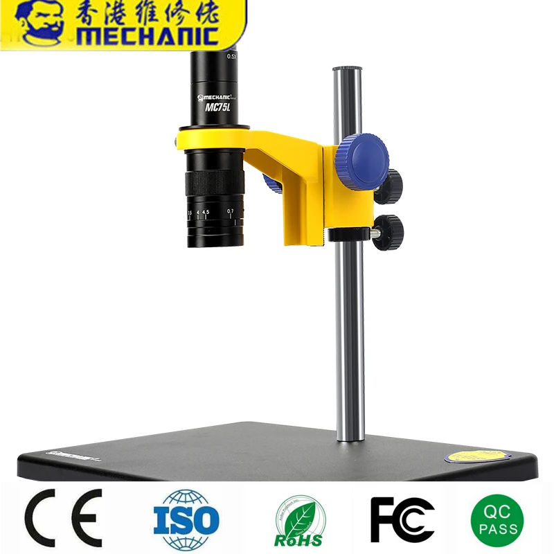 

MECHANIC Monocular Microscrope MC75L-B3 Single Cylinder Design 0.7-4.5X Continuous Zoom Parallel Beam System with LED Light
