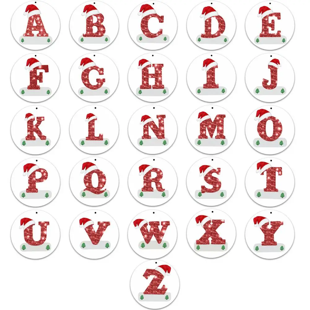 

Personalized DIY Christmas 26 Letters Ornaments 26 Sign Crafts Ornaments With Red Hat Love Memories Tree Pendant Letter Signs 2