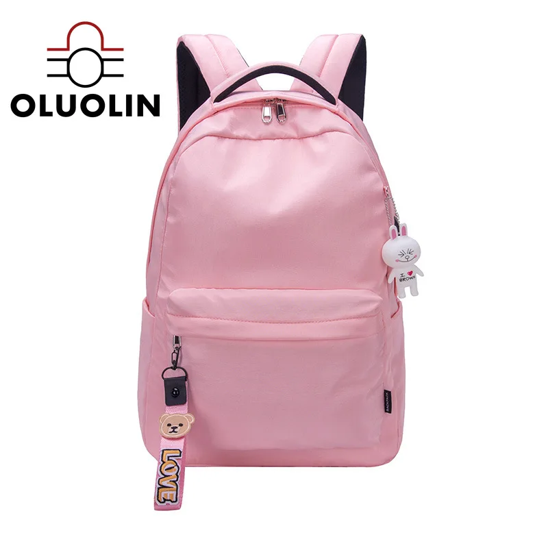 

Рюкзак Oluolin с Usb-зарядкой Женский, водонепроницаемый школьный ранец, сумка для учебников для старших классов, однотонный портфель