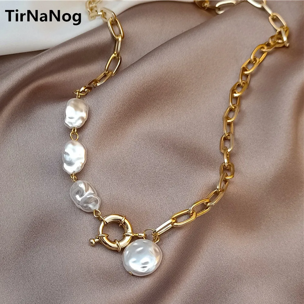 

South Korea's Irregular Baroque Pearls Female 2021 New Tide Niche Design Feeling Necklace Chain Of Clavicle