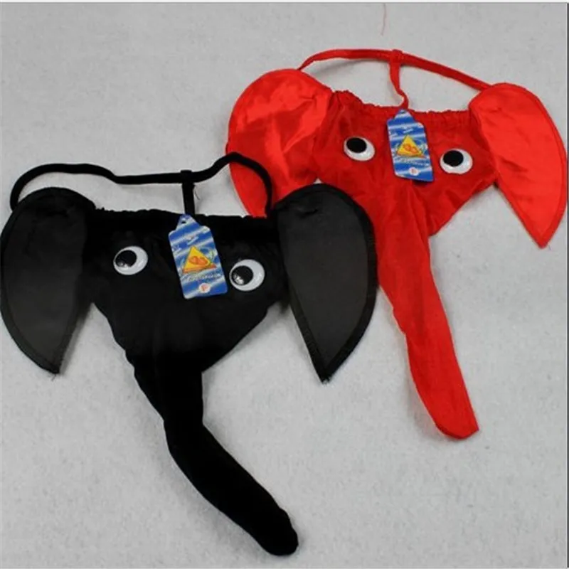 Мужские трусы стринги со слоном черные/красные/леопардовые |