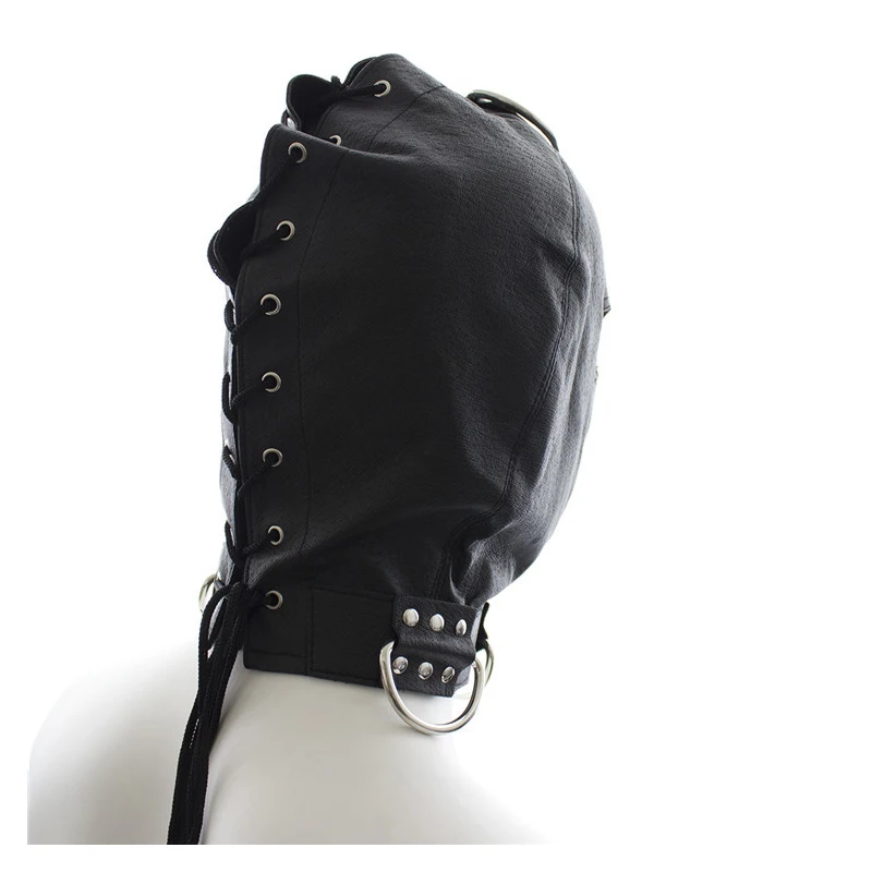 Капюшон маска БДСМ бандаж наручники на шнуровке из искусственной кожи глаз раб