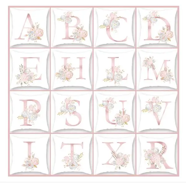 1 шт. 45x45 см Буква/цифровая Подушка Цветок Наволочка для гостиной спальни цифровая