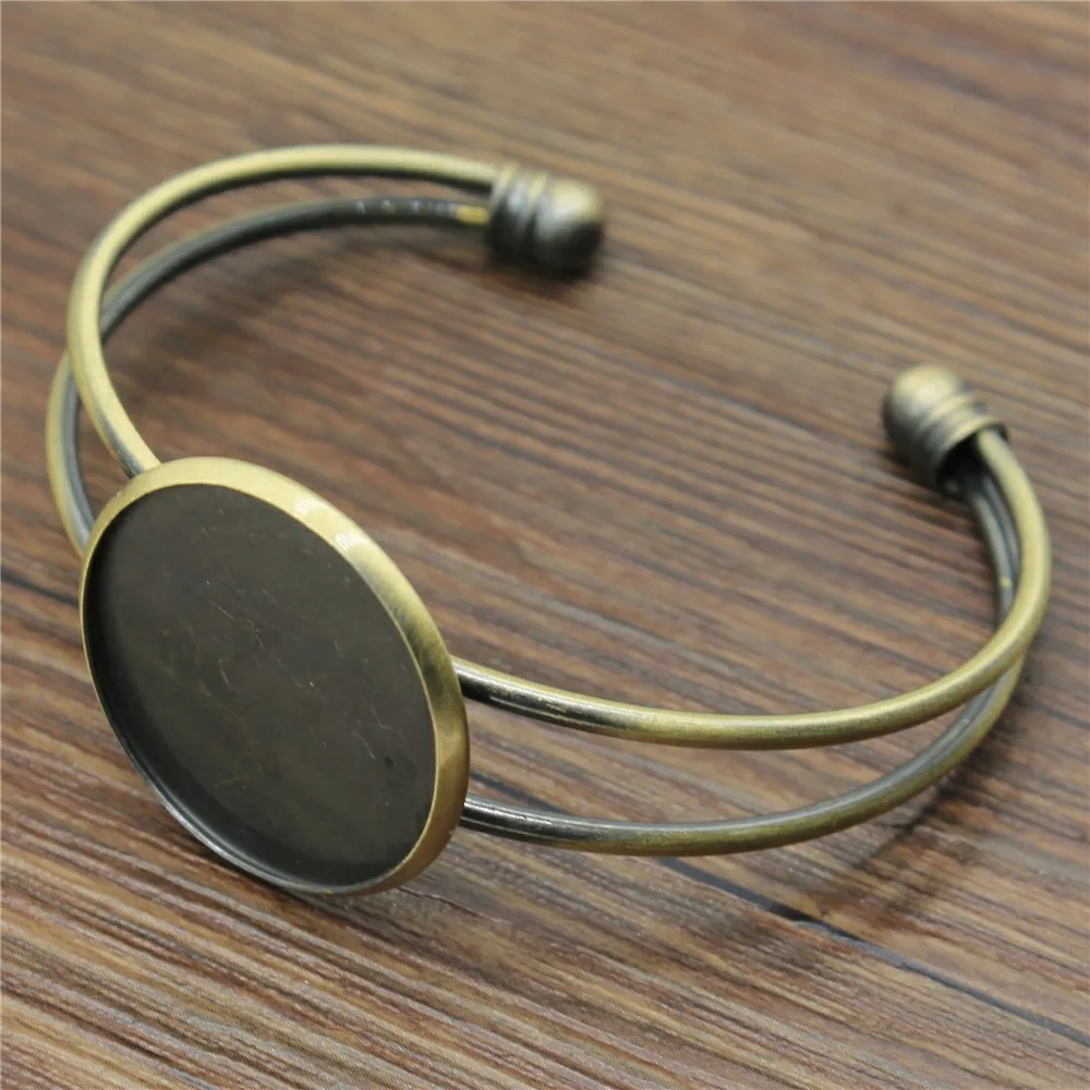 

1pcs 6 Styles Fit 25mm Glass Cabochon High Quality Bronze Brushed Color Adjustable Bangle Base Diy Jewelry Accessories