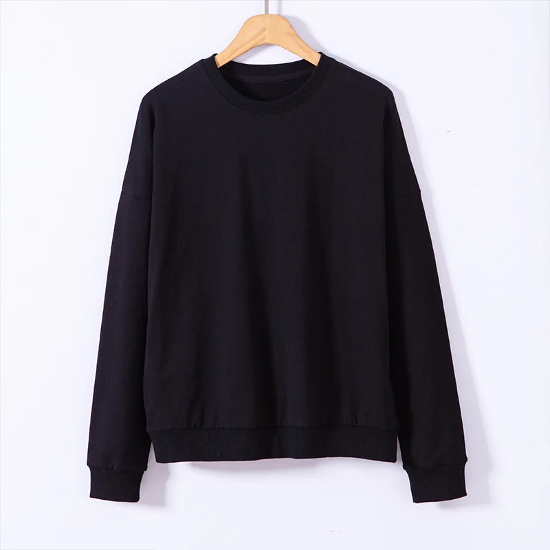 

Ladies Casual Long Sleeve Round Neck Sweatshirt Cotton Loose Sweatshirt New gray