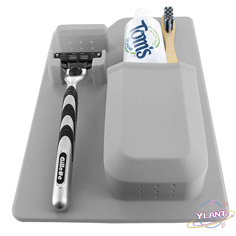 

Soporte para cepillo de dientes montado en la pared maquinilla de afeitar de silicona accesorios de bano caja de almacenamiento