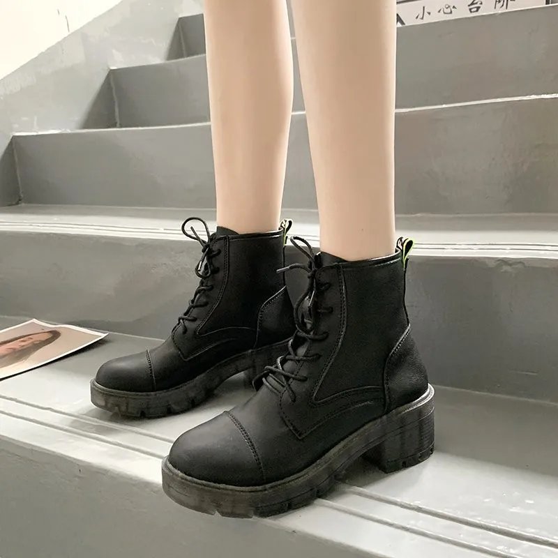 

Женские ботинки на шнуровке, каблук 6 см, 34-39