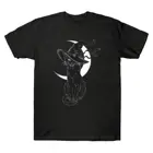Страшный костюм черной кошки на Хэллоуин, Винтажная футболка с ужасами ведьмы и Луны, летняя футболка, Женская Винтажная футболка в эстетике