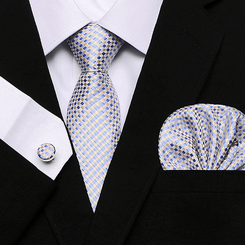 Модный деловой серебристый Клетчатый 100% шелк мужской галстук 7,5 см галстуки для мужчин формальный роскошный свадебный качественный галсту...