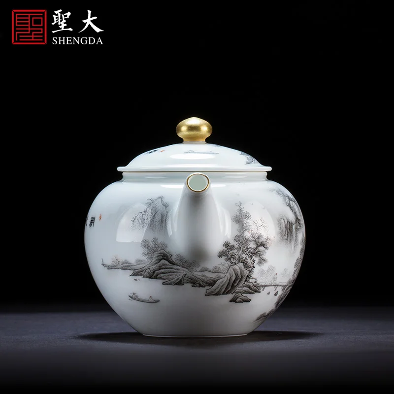 

pot hand-painted color ink lake mountain beautiful sceneries teapot single pot of pure manual of jingdezhen tea service