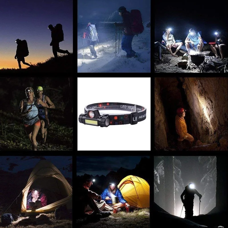 

Portable Mini COB LED Rechargeable Headlamp Super Bright 2 Light Modes Waterproof Outdoors Camping Flashlight