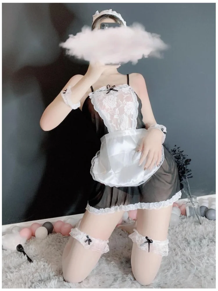 

Sexy underwear sexy maid dress short skirt uniform temptation lace role-playing costume maid dress see through slutty clothes