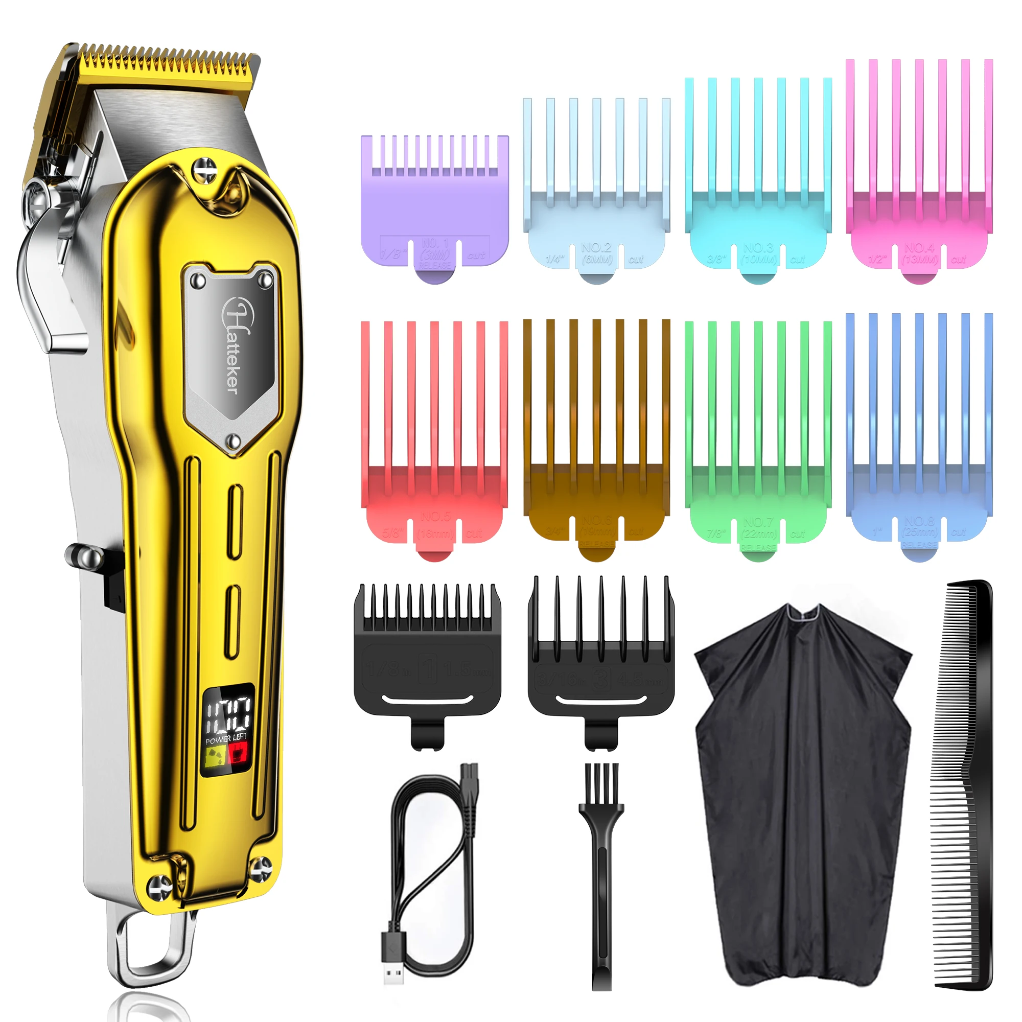 

Hatteker Men's Hair Clippers Professional Cordless Hair Beard Trimmer Haircut Grooming Kit Rechargeable Hair trimmer