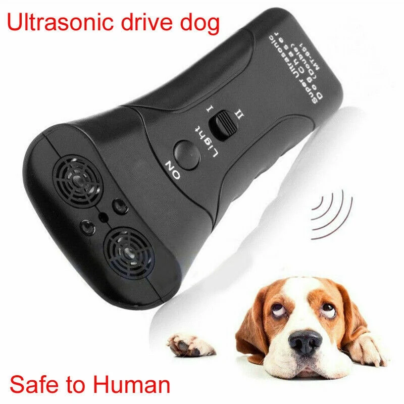 

Dog Repeller Pet Anti Dog Barking LED Light Pet Trainer ABS Ultrasonic Gentle Chase Training Double Head Trumpet