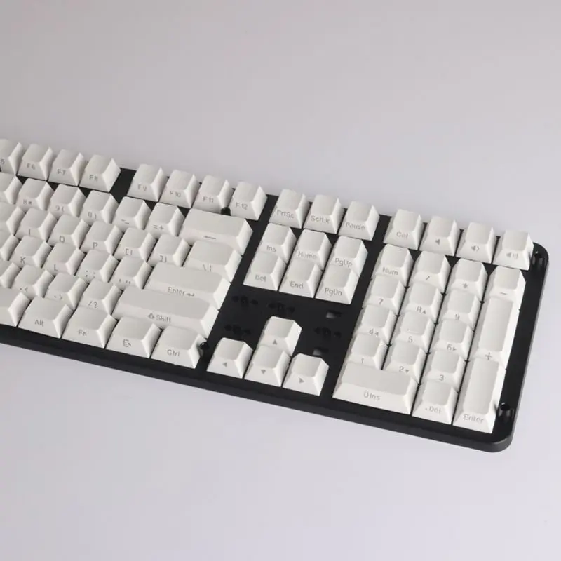 Черно-белая клавиатура PBT Double Shot 108 с боковым светом и подсветкой колпачки для