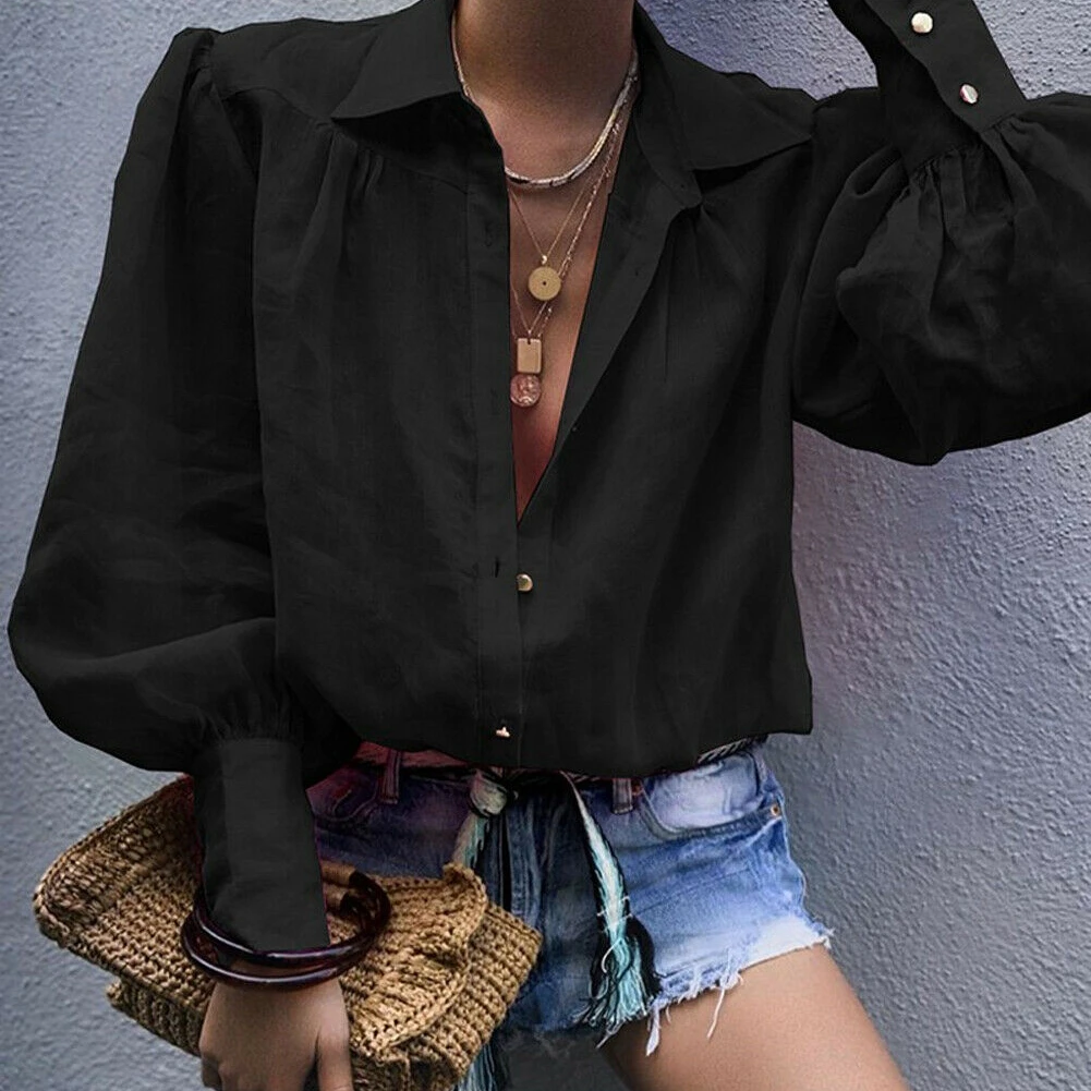 Предосенняя Сексуальная женская Свободная Повседневная Блузка с длинным