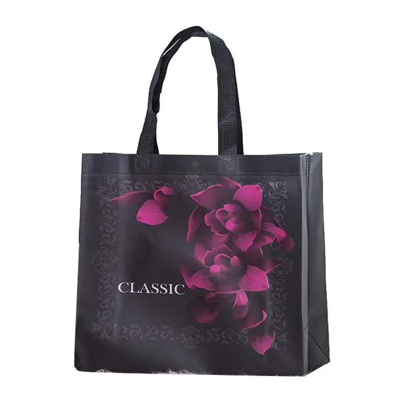 

2019 New Rose Print Shopping Bag High Quality Non-woven Fabric Eco Bag Pouch Women Travel Grocery Bag Rose Folding Bag Wholesale