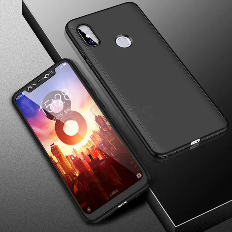 Black 360 полный защитный чехол для Xiaomi mi 9 8 SE 5X A1 6X A2 Lite mi x 2 Max 2 3 Red mi 6a Note 8 iPhone 7 6 Plus 5 iPad Pro Жесткий Чехол закаленное Стекло - Цвет: Black