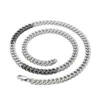 mens stainless steel chain necklace ladies curb cuban chain necklace silver punk collar fashion mens and womens jewelry gifts