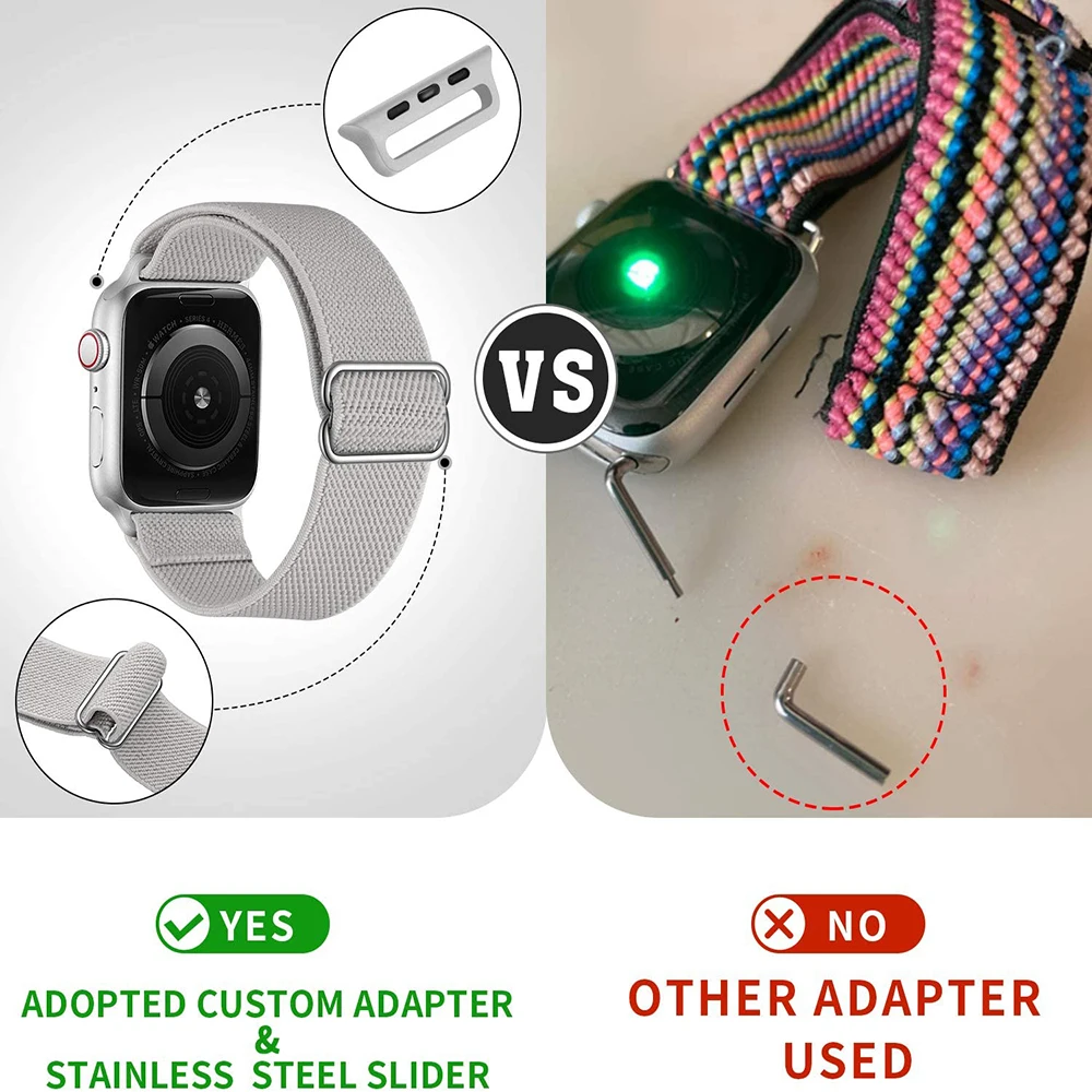 Elastic Nylon Solo Loop Strap For Apple Watch Band 44mm 40mm 38mm 42mm Adjustable Bracelet iWatch Series 3 4 5 6 Se Wristbands