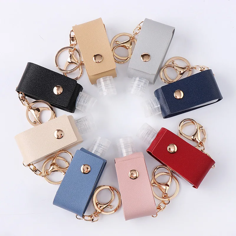 

1 Pcs Hand Sanitizer Bottle Mini Disinfectant Hands Portable Hydroalcoholic Gel Bottle Hand Sanitizer Leather Case Keychain