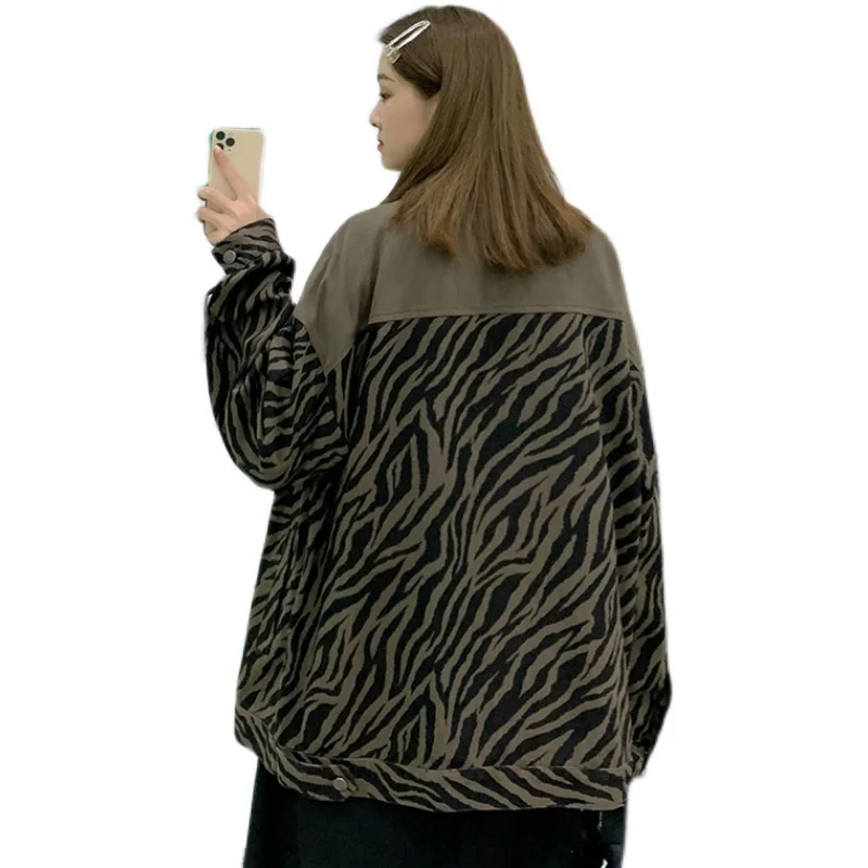 Женская кожаная куртка нишевого дизайна Корейская жареная уличная зебры