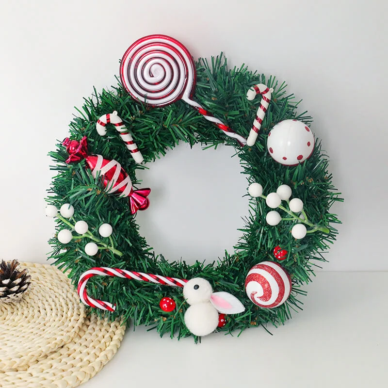 Рождественский искусственный венок гирлянда с конфетами кролик дверь украшения